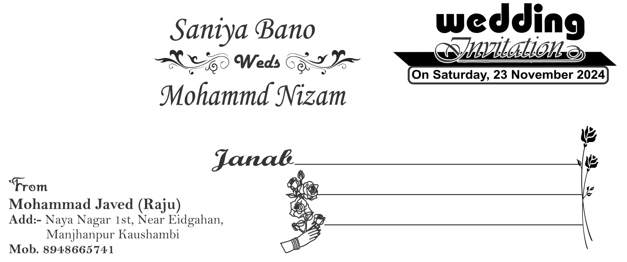 New Muslim Wedding Card in Hindi & English 2025 - Umairprintingpress.com