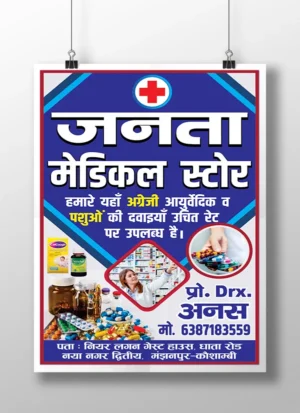 Medical Store Standing Banner Design in Hindi 2025